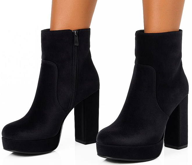 CZARNE DAMSKIE BOTKI NA SŁUPKU WELUROWE OCIEPLANE HARI 4