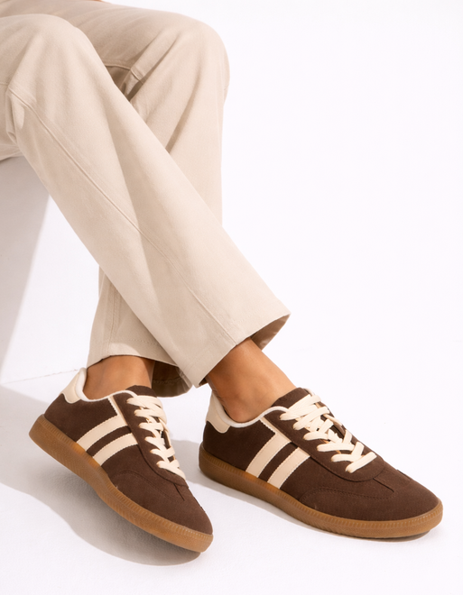 BRĄZOWE DAMSKIE SNEAKERSY TRAMPKI ZAMSZOWE SZNUROWANE 7