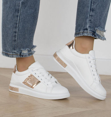 BIAŁE SNEAKERSY TRAMPKI KLASYCZNE NA PLATFORMIE RAINA
