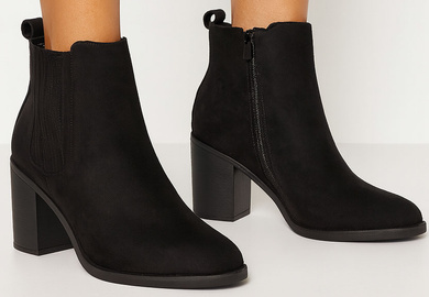 CZARNE DAMSKIE BOTKI NA SŁUPKU ZAMSZOWE OCIEPLANE TOGO