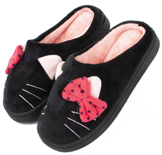 CZARNE OCIEPLANE KAPCIE KLAPKI DOMOWE PUFFY 3