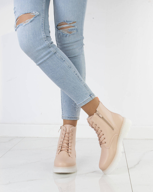 RÓŻOWE OCIEPLANE BOTKI TRAPERY GLANY 8