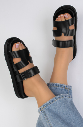 CZARNE DAMSKIE KLAPKI ELEGANCKIE SARAE