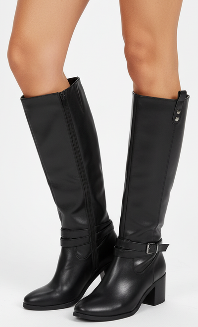 CZARNE DAMSKIE KOZAKI SKÓRZANE NA SŁUPKU OCIEPLANE SEWORE 2