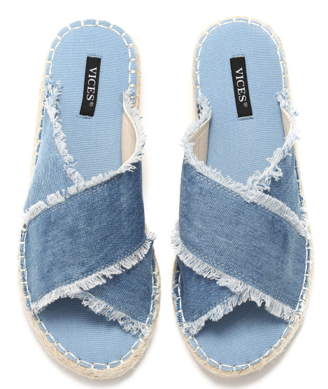 NIEBIESKIE JEANSOWE KLAPKI ESPADRYLE CLARA