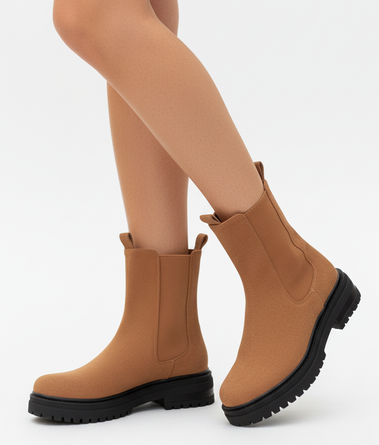 DAMSKIE CAMEL ZAMSZOWE BOTKI TRAPERY ZA KOSTKĘ GALANDIA