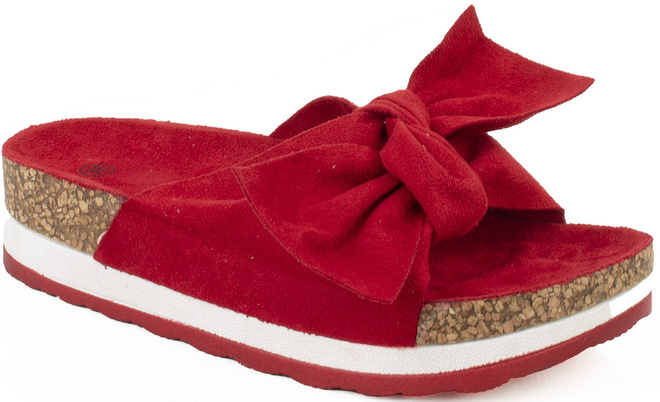 CZERWONE KLAPKI Z KOKARDĄ NA PLATFORMIE BASILE 1