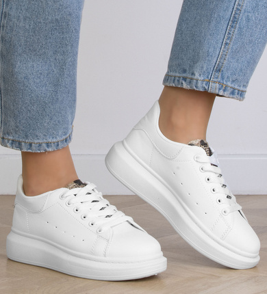 DAMSKIE BIAŁE SNEAKERSY TRAMPKI SKÓRZANE DARCIA