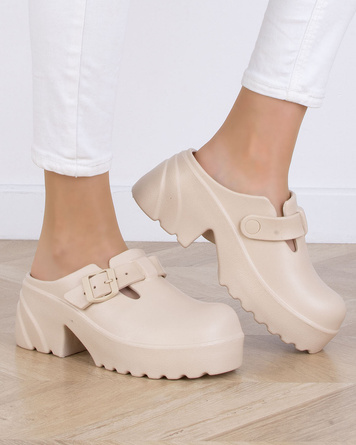 BEŻOWE KLAPKI CHODAKI NA PLATFORMIE MEDINA