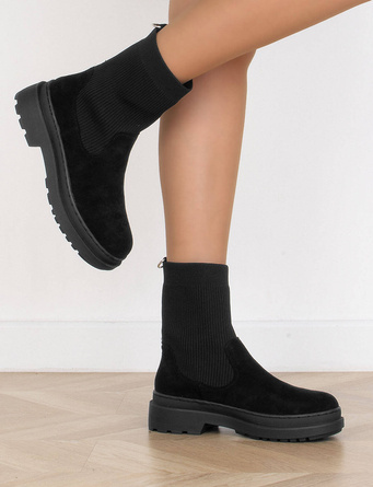CZARNE BOTKI ZAMSZOWE ELASTYCZNA CHOLEWKA CHARLOTTE
