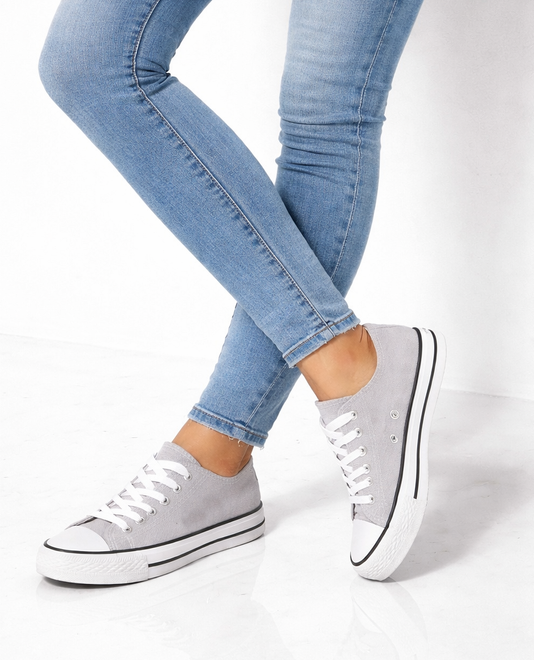 SZARE KLASYCZNE NISKIE TRAMPKI TENISÓWKI SZNUROWANE 6