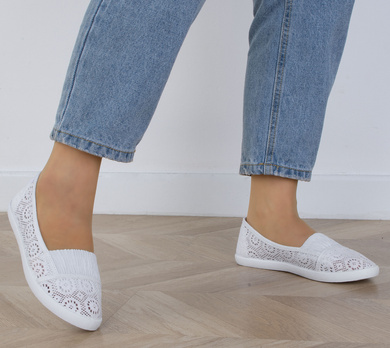 BIAŁE KORONKOWE TRAMPKI BALERINKI TENISÓWKI SULA