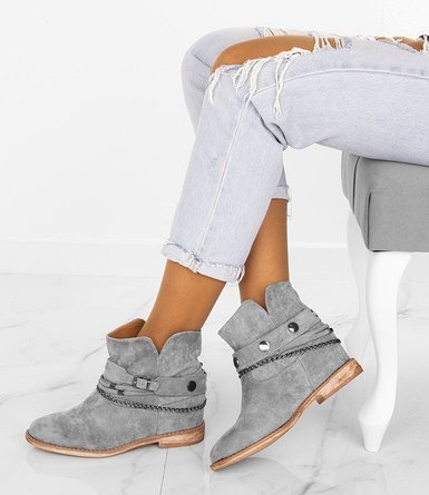 SZARE ZAMSZOWE BOTKI KOWBOJKI NA KOTURNIE IVENI