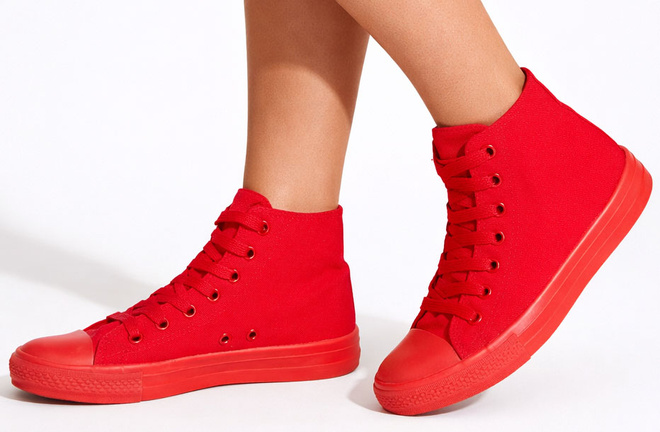 CZERWONE WYSOKIE TRAMPKI TENISÓWKI KLASYCZNE 4