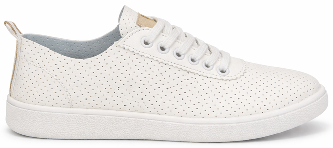 BIAŁE SKÓRZANE AŻUROWE TRAMPKI TENISÓWKI ZŁOTE WSTAWKI 1