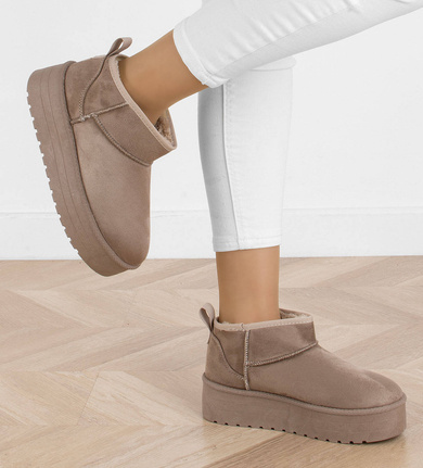 BEŻOWE OCIEPLANE ŚNIEGOWCE BOTKI PLATFORMA LINRA