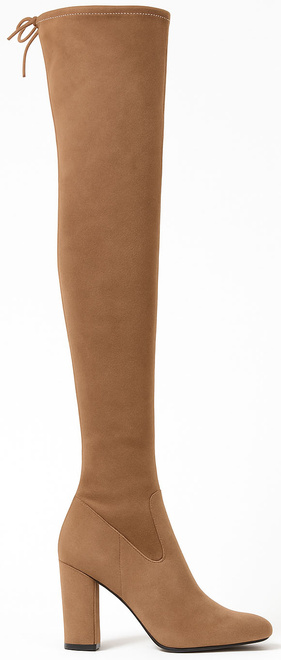 KOZAKI  DAMSKIE BEŻOWE ZA KOLANO NA OBCASIE ZAMEK 1