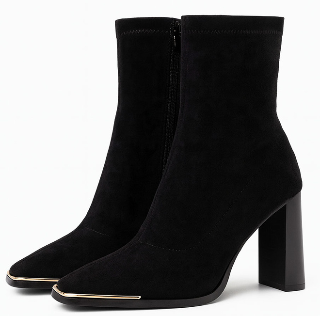 CZARNE DAMSKIE BOTKI NA SŁUPKU ZAMSZOWE ZA KOSTKĘ RALVILA 2