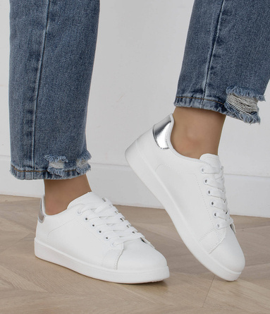 BIAŁE SNEAKERSY TRAMPKI KLASYCZNE NA PLATFORMIE SYLVIA