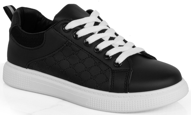 CZARNE SNEAKERSY TRAMPKI SKÓRZANE 1