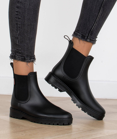 CZARNE MATOWE KALOSZE BOTKI NA PLATFORMIE CLEM