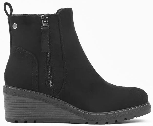 DAMSKIE CZARNE ZAMSZOWE BOTKI NA KOTURNIE CAMELIA 1