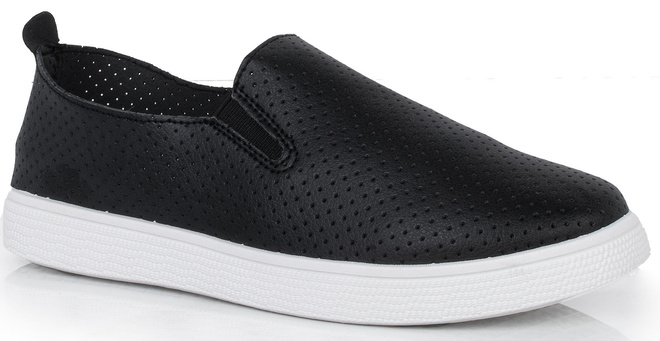 CZARNE TRAMPKI TENISÓWKI AŻUROWE SLIP ON GIMME 1
