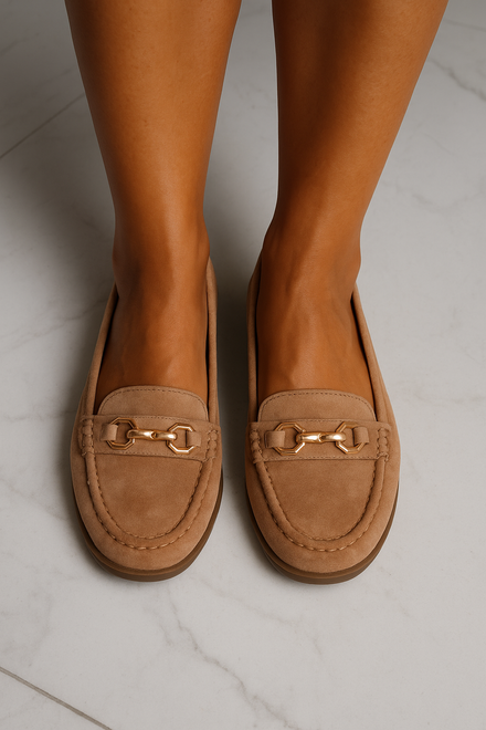 BEŻOWE MOKASYNY ZAMSZOWE PÓŁBUTY DAMSKIE RENNIE 2