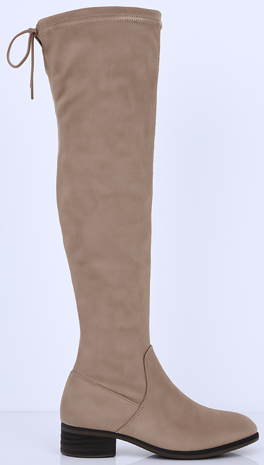 KLASYCZNE BEŻOWE DAMSKIE ZAMSZOWE KOZAKI NA ZAMEK ZIDA 1