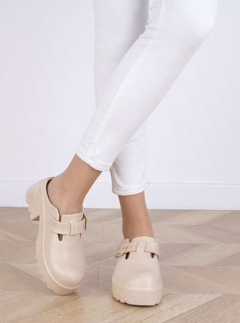 BEŻOWE KLAPKI CHODAKI NA PLATFORMIE MEDINA 6