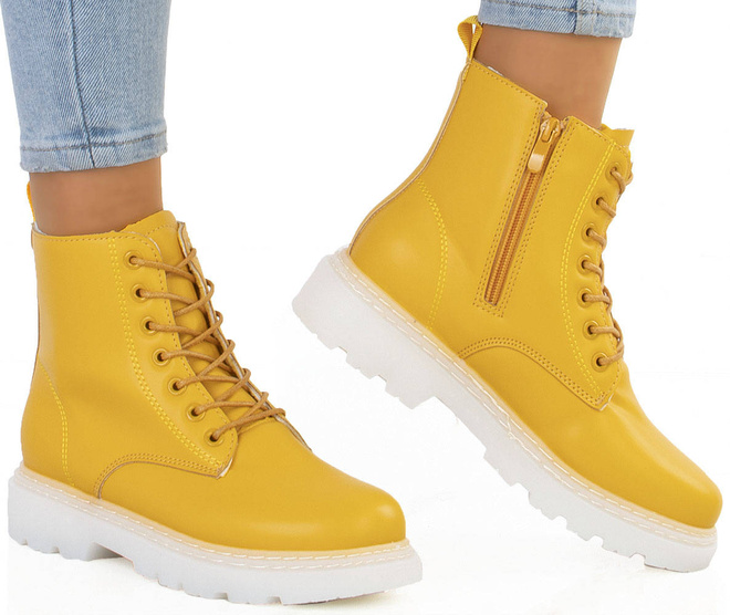 ŻÓŁTE OCIEPLANE BOTKI TRAPERY GLANY 4