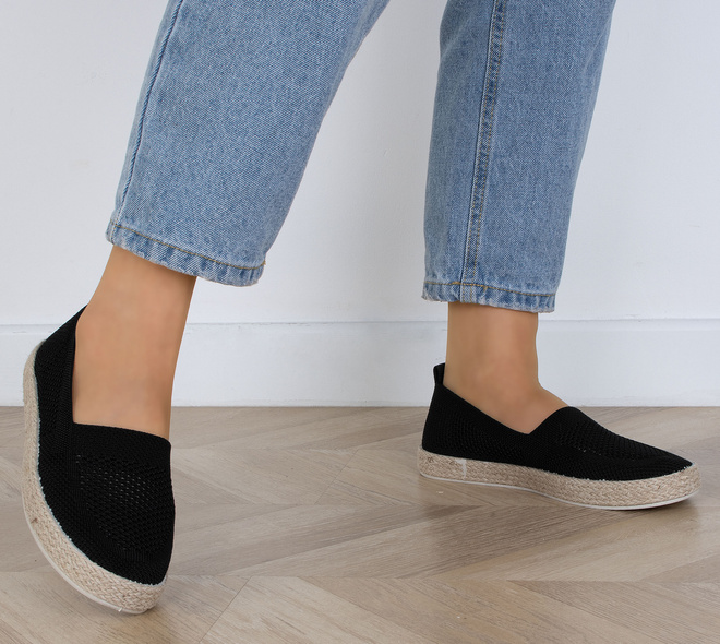 CZARNE KORONKOWE ESPADRYLE TENISÓWKI LUCJA 5