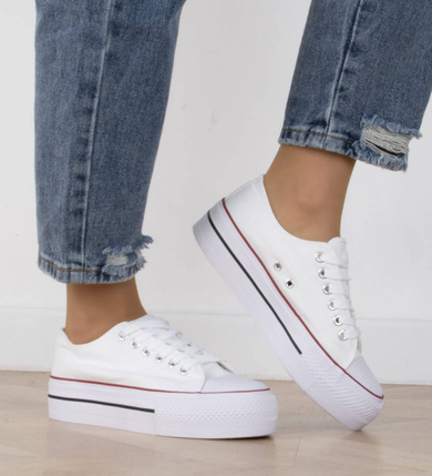 BIAŁE DAMSKIE TRAMPKI TENISÓWKI GRUBA PODESZWA ARISA