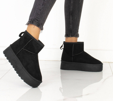 CZARNE OCIEPLANE ŚNIEGOWCE BOTKI NA PLATFORMIE LOREN