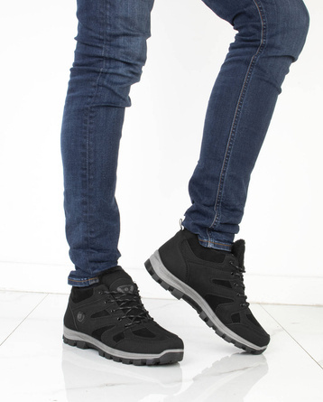 CZARNE MĘSKIE OCIEPLANE BUTY TREKKINGOWE