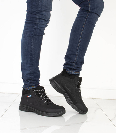 CZARNE MĘSKIE OCIEPLANE BUTY TREKKINGOWE