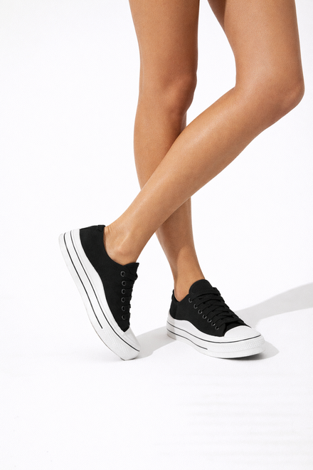 CZARNE SNEAKERSY TRAMPKI GRUBA PODESZWA SZNUROWANE 7