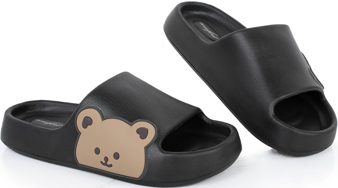 CZARNE DAMSKIE PIANKOWE KLAPKI MIŚ ASHBY 2