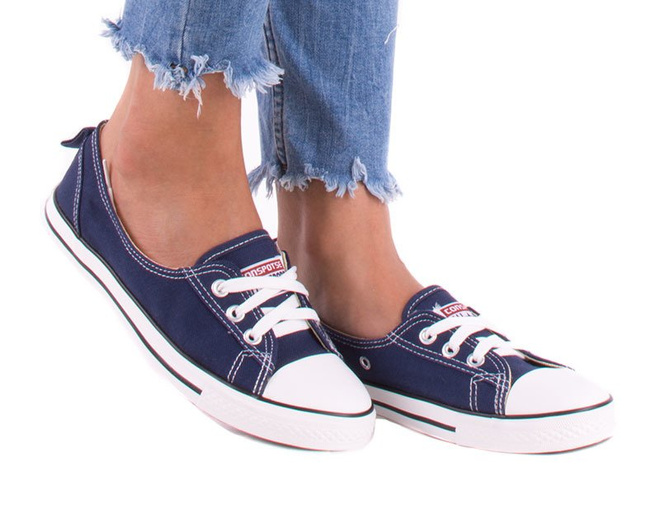 GRANATOWE NISKIE WYKROJONE TRAMPKI TENISÓWKI STARS 5