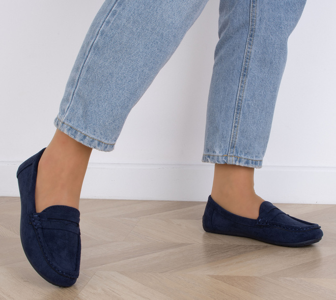 GRANATOWE MOKASYNY ZAMSZOWE DAMSKIE WSUWANE ORPE 5