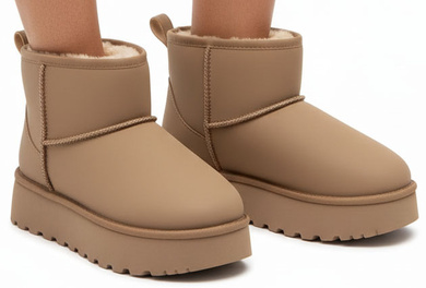 BEŻOWE OCIEPLANE ŚNIEGOWCE BOTKI NA PLATFORMIE NEVELA