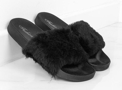 CZARNE GUMOWE KLAPKI Z FUTERKIEM BEFIS