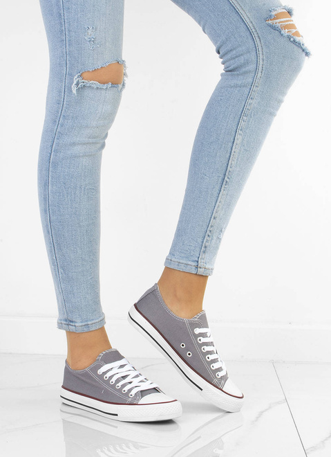 SZARE KLASYCZNE NISKIE TRAMPKI DAMSKIE  