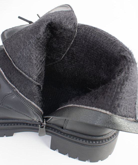 CZARNE BOTKI  DAMSKIE OCIEPLANE TRAPERY NA PLATFORMIE TRIVANIS 6