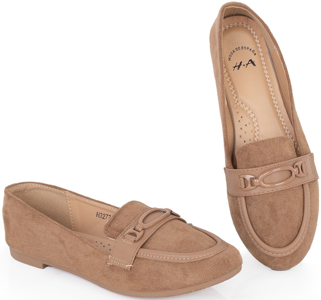 BRĄZOWE MOKASYNY ZAMSZOWE DAMSKIE WSUWANE FUPER 2