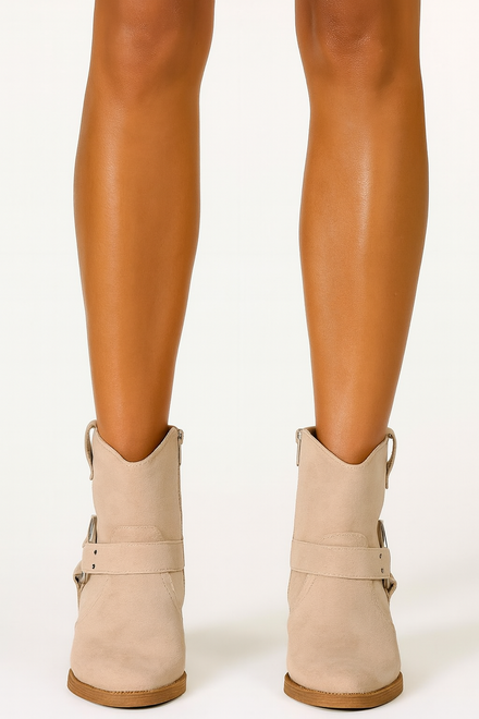 BEŻOWE ZAMSZOWE KOZAKI KOWBOJKI NA SŁUPKU CIRA 6