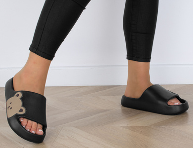 CZARNE DAMSKIE PIANKOWE KLAPKI MIŚ ASHBY