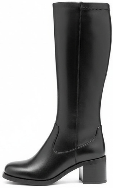 CZARNE DAMSKIE KOZAKI SKÓRZANE NA SŁUPKU OCIEPLANE OCERDIA 3