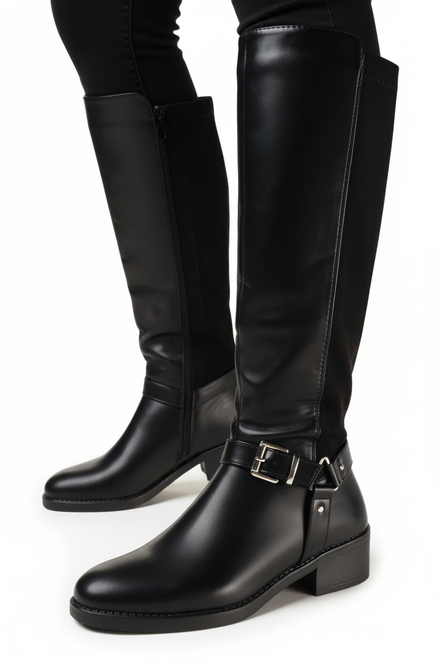 CZARNE DAMSKIE KOZAKI SKÓRZANE NA SŁUPKU OLESSA 3