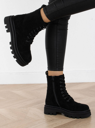 CZARNE BOTKI ZAMSZOWE OCIEPLANE  ALEGRA